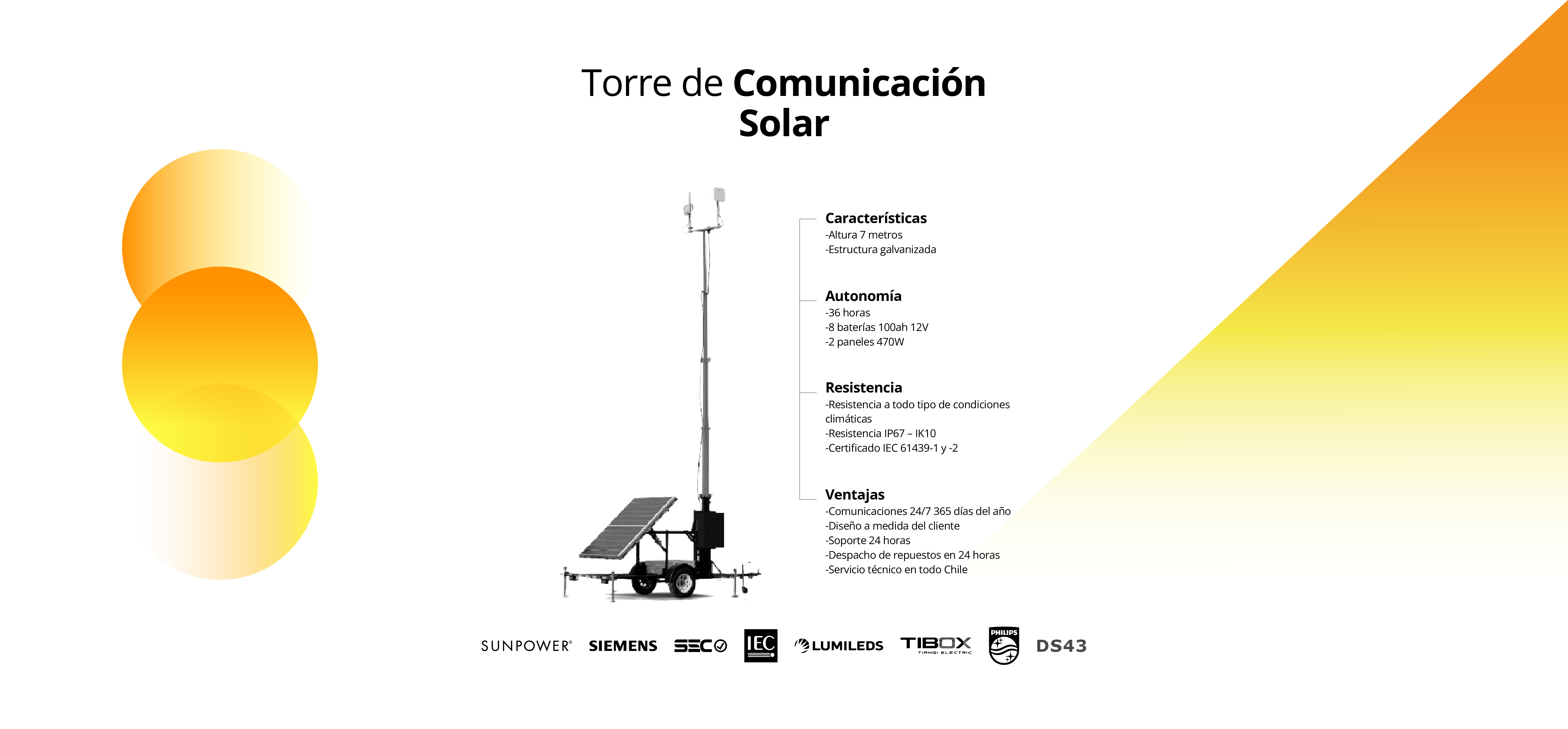 especificaciones torre de comunicacion solar porta